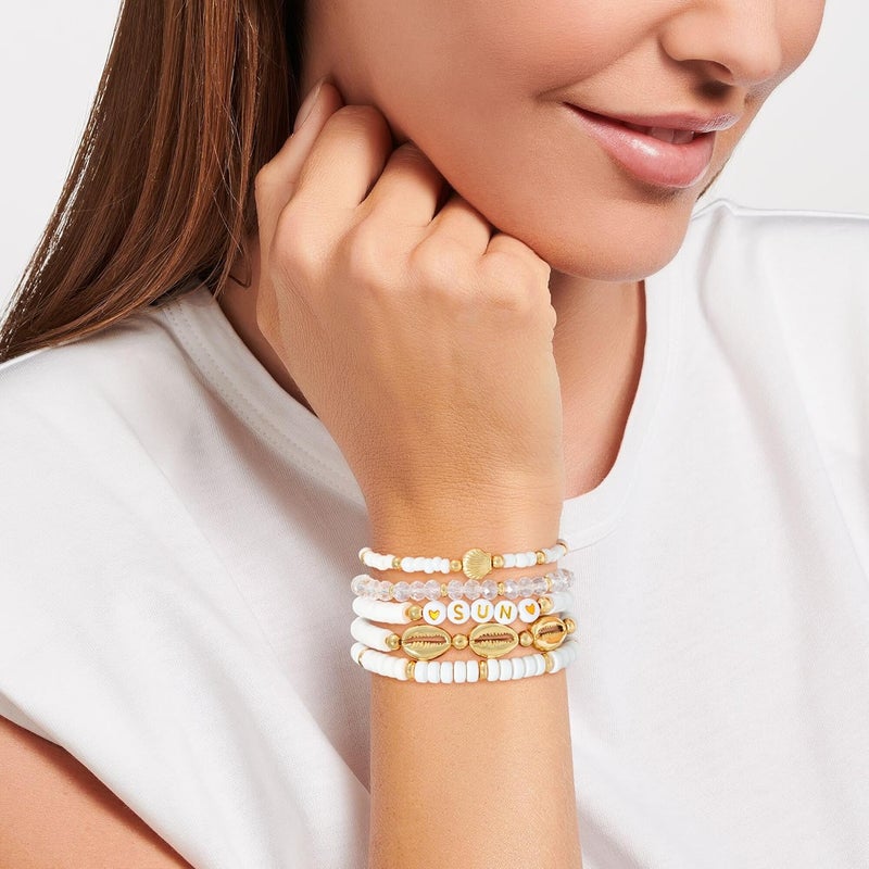 Aigrnc Boho Beaded Stretch Bracelets For Women Stackable Crystal Gold Plated Beaded Bracelets Set Trendy Handmade Friendship Braeclet Jewelry Gifts - Image 5